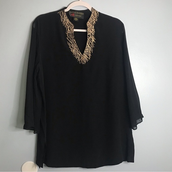 Vintage Bonnie Roseman Silk Tunic Top SZ 14 - Picture 1 of 9